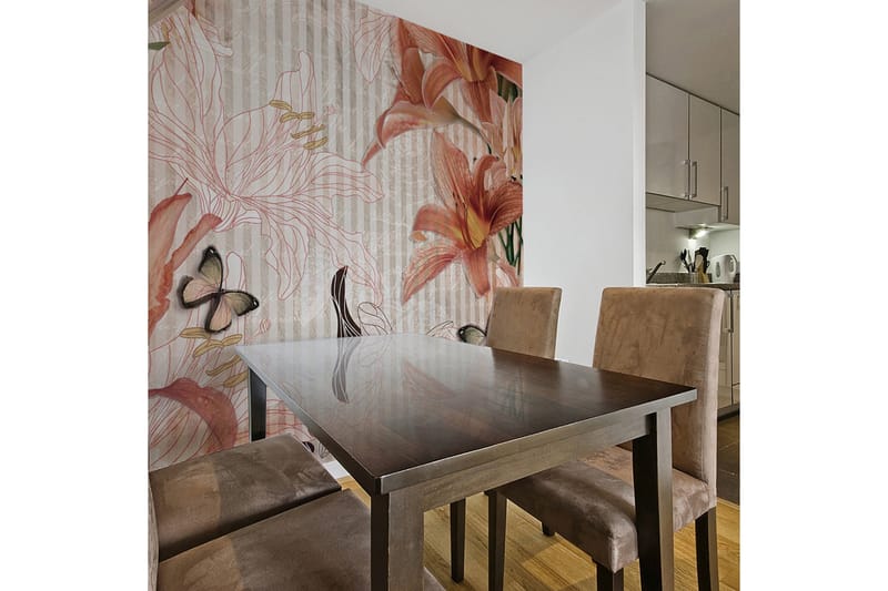 Fototapet Blommor Och Fjärilar 250x193 - Artgeist sp. z o. o. - Inredning & dekor - Väggdekor - Tapeter & tapettillbehör - Fototapeter