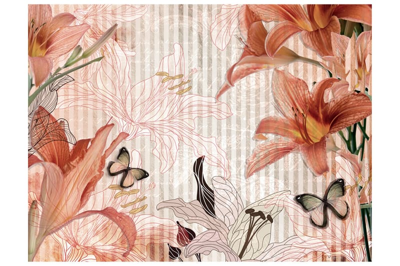 FOTOTAPET Blommor Och Fjärilar 250x193, Artgeist sp. z o. o.