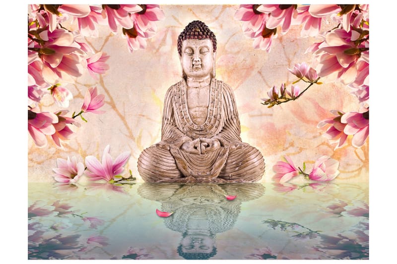 Fototapet Buddha And Magnolia 350x270 - Artgeist sp. z o. o. - Inredning & dekor - Väggdekor - Tapeter & tapettillbehör - Fototapeter
