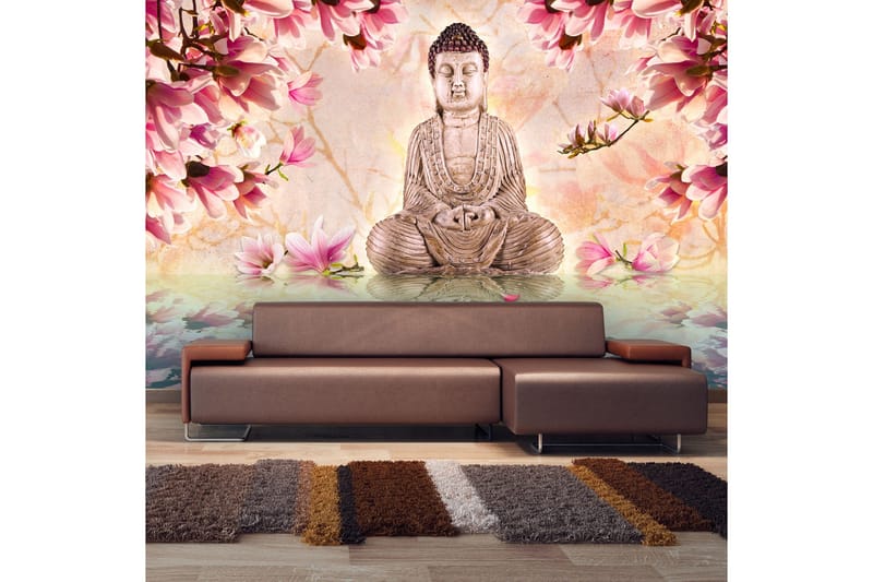 Fototapet Buddha And Magnolia 450x270 - Artgeist sp. z o. o. - Inredning & dekor - Väggdekor - Tapeter & tapettillbehör - Fototapeter
