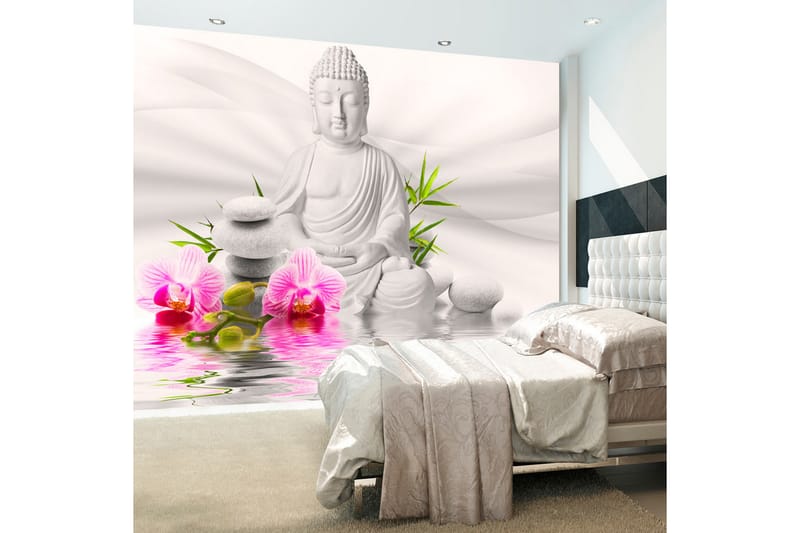 FOTOTAPET Buddha And Orchids 150x105 - Artgeist sp. z o. o. - Inredning & dekor - Väggdekor - Tapeter & tapettillbehör - Fototapeter