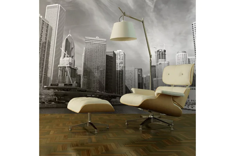 Fototapet Chicago Skyline Svartvitt 350x270 - Artgeist sp. z o. o. - Inredning & dekor - Väggdekor - Tapeter & tapettillbehör - Fototapeter