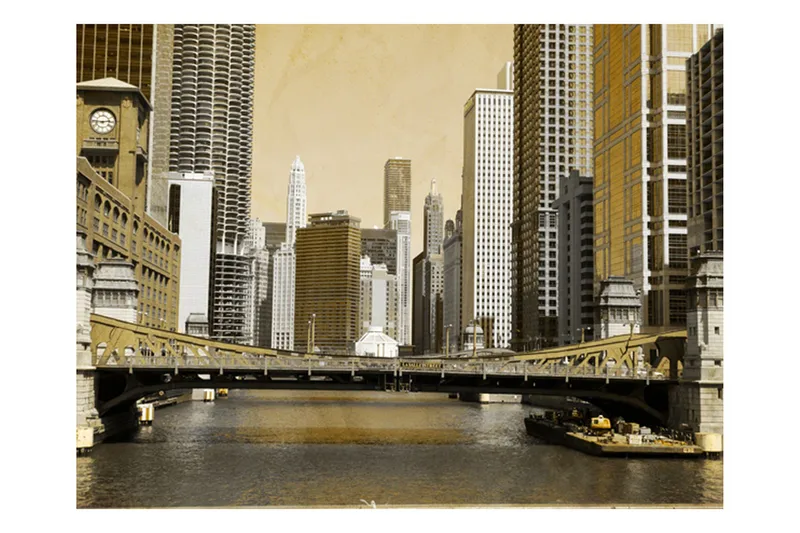 Fototapet Chicagos Brygga Tappning Effekt 200x154, Artgeist sp. z o. o.