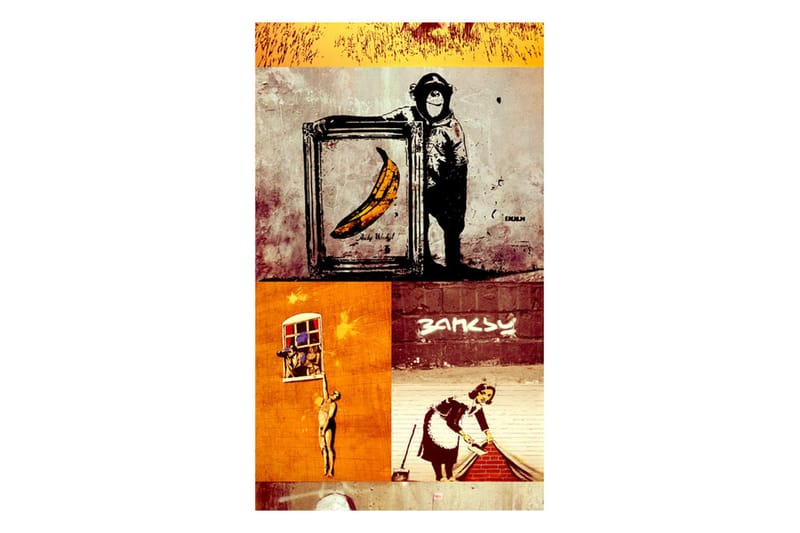 Fototapet Collage Banksy 50x1000 - Artgeist sp. z o. o. - Inredning & dekor - Väggdekor - Tapeter & tapettillbehör - Fototapeter