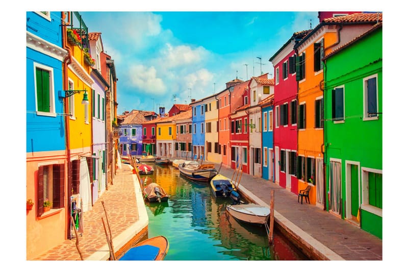 Fototapet Colorful Canal In Burano 400x280 - Artgeist sp. z o. o. - Inredning & dekor - Väggdekor - Tapeter & tapettillbehör - Fototapeter