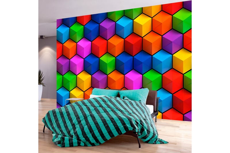 FOTOTAPET Colorful Geometric Boxes 200x140 - Artgeist sp. z o. o. - Inredning & dekor - Väggdekor - Tapeter & tapettillbehör - Fototapeter
