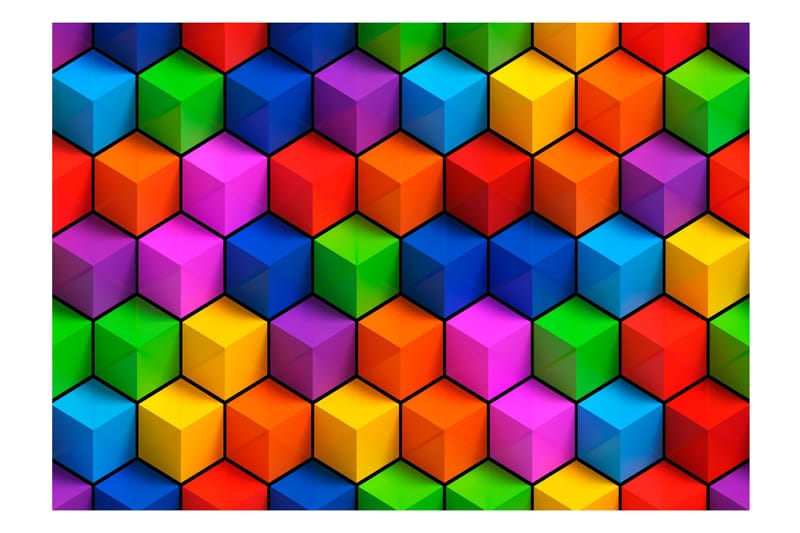 FOTOTAPET Colorful Geometric Boxes 200x140 - Artgeist sp. z o. o. - Inredning & dekor - Väggdekor - Tapeter & tapettillbehör - Fototapeter
