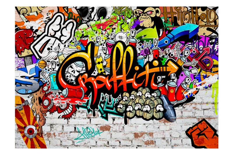FOTOTAPET Colorful Graffiti 300x210 - Artgeist sp. z o. o. - Inredning & dekor - Väggdekor - Tapeter & tapettillbehör - Fototapeter