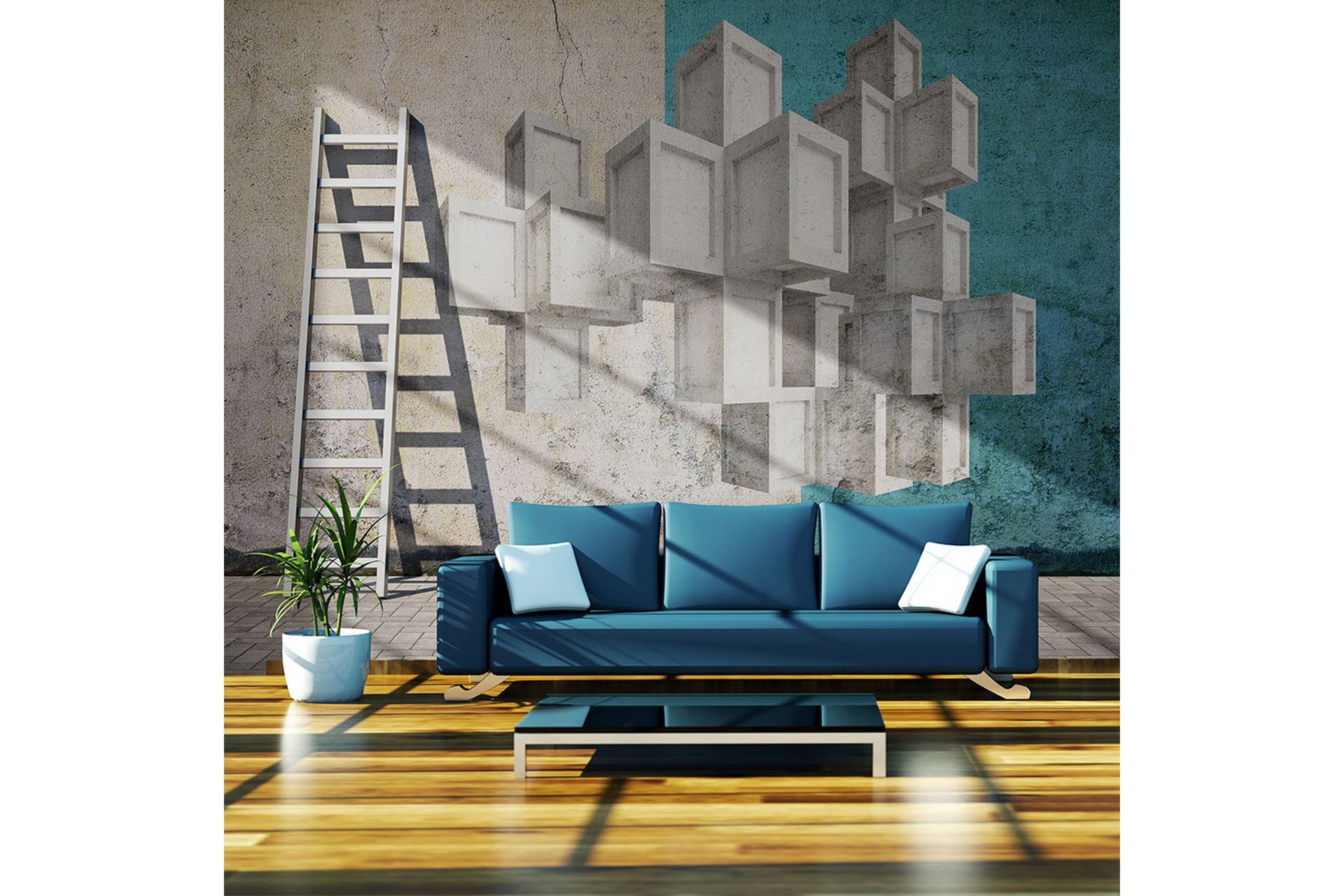 FOTOTAPET Concrete Blocks 250x193 - Artgeist sp. z o. o. - Inredning & dekor - Väggdekor - Tapeter & tapettillbehör - Fototapeter