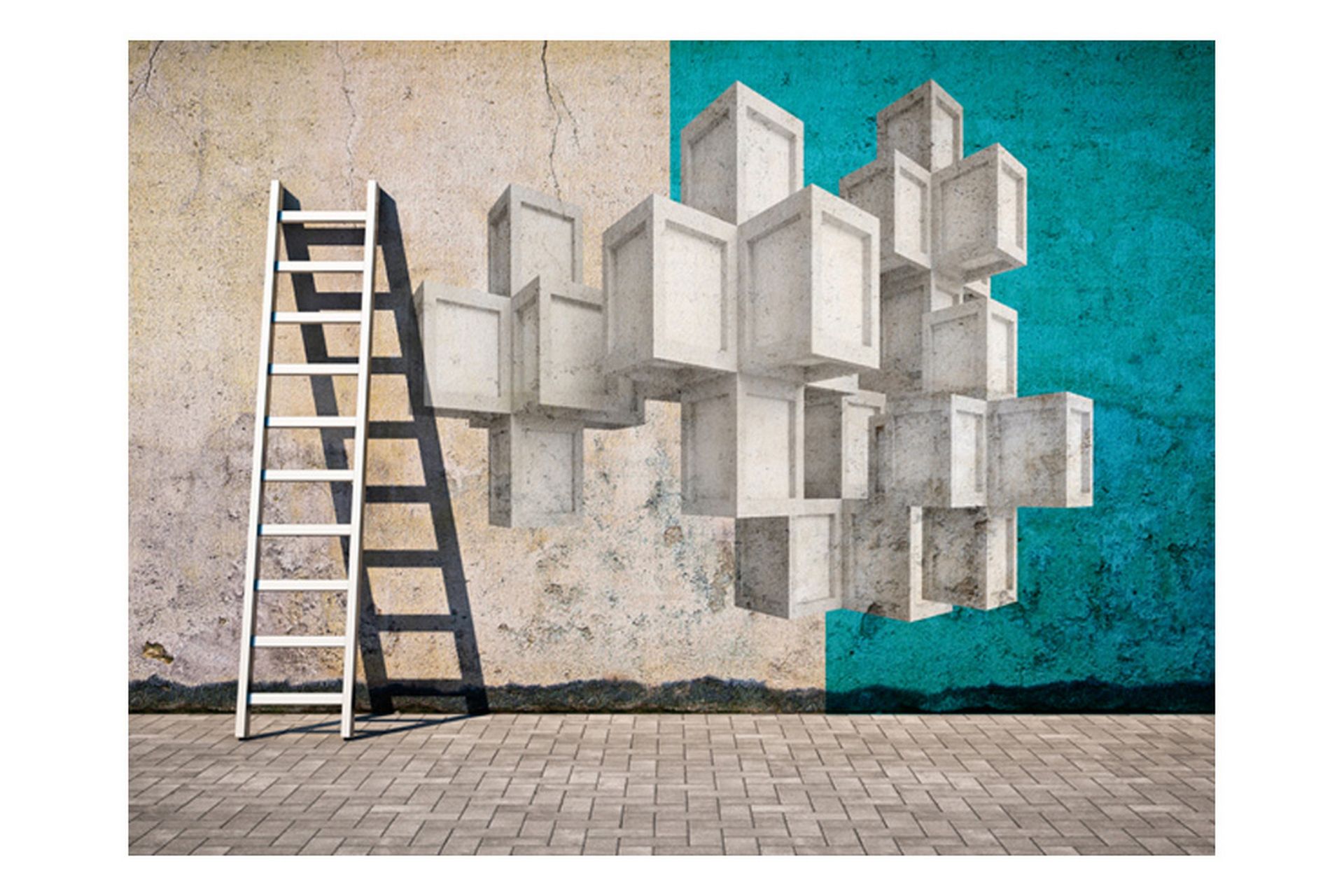 FOTOTAPET Concrete Blocks 250x193 - Artgeist sp. z o. o. - Inredning & dekor - Väggdekor - Tapeter & tapettillbehör - Fototapeter