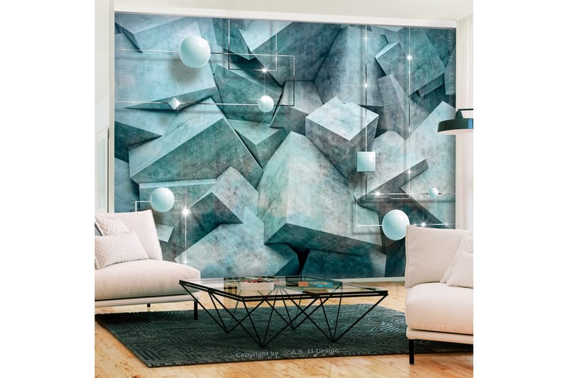 FOTOTAPET Concrete Cubes Green 250x175 - Artgeist sp. z o. o. - Inredning & dekor - Väggdekor - Tapeter & tapettillbehör - Fototapeter
