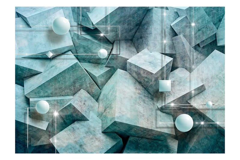 FOTOTAPET Concrete Cubes Green 250x175 - Artgeist sp. z o. o. - Inredning & dekor - Väggdekor - Tapeter & tapettillbehör - Fototapeter