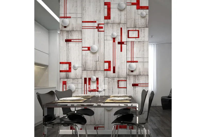 Fototapet Concrete Red Frames And White Knobs 50x1000, Artgeist sp. z o. o.