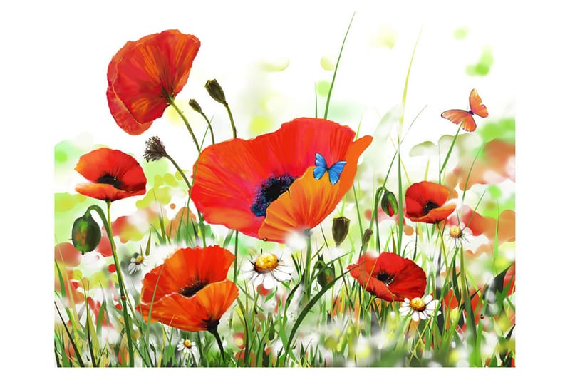 FOTOTAPET Country Poppies 400x309 - Artgeist sp. z o. o. - Inredning & dekor - Väggdekor - Tapeter & tapettillbehör - Fototapeter
