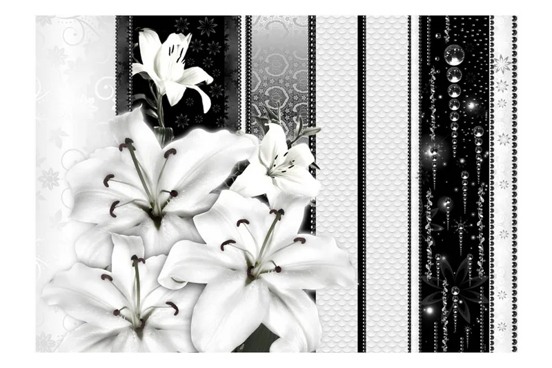 Fototapet Crying Lilies In White 350x245 - Artgeist sp. z o. o. - Inredning & dekor - Väggdekor - Tapeter & tapettillbehör - Fototapeter