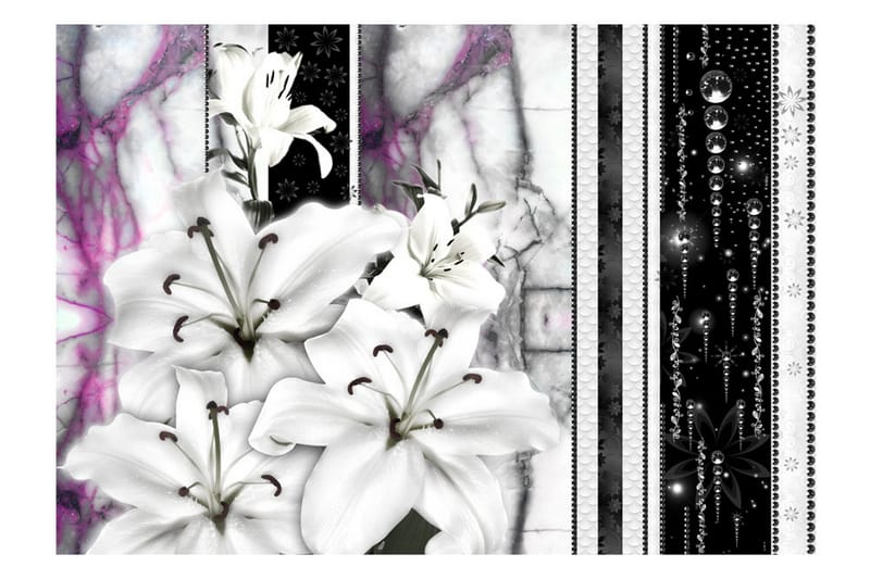 FOTOTAPET Crying Lilies On Purple Marble 400x280 - Artgeist sp. z o. o. - Inredning & dekor - Väggdekor - Tapeter & tapettillbehör - Fototapeter