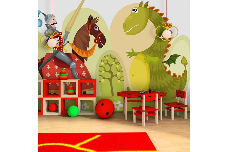 FOTOTAPET Dragon And Knight 350x270 - Artgeist sp. z o. o. - Inredning & dekor - Väggdekor - Tapeter & tapettillbehör - Fototapeter