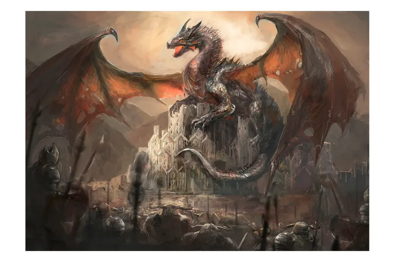 Fototapet Dragon Castle 300x210 - Artgeist sp. z o. o. - Inredning & dekor - Väggdekor - Tapeter & tapettillbehör - Fototapeter