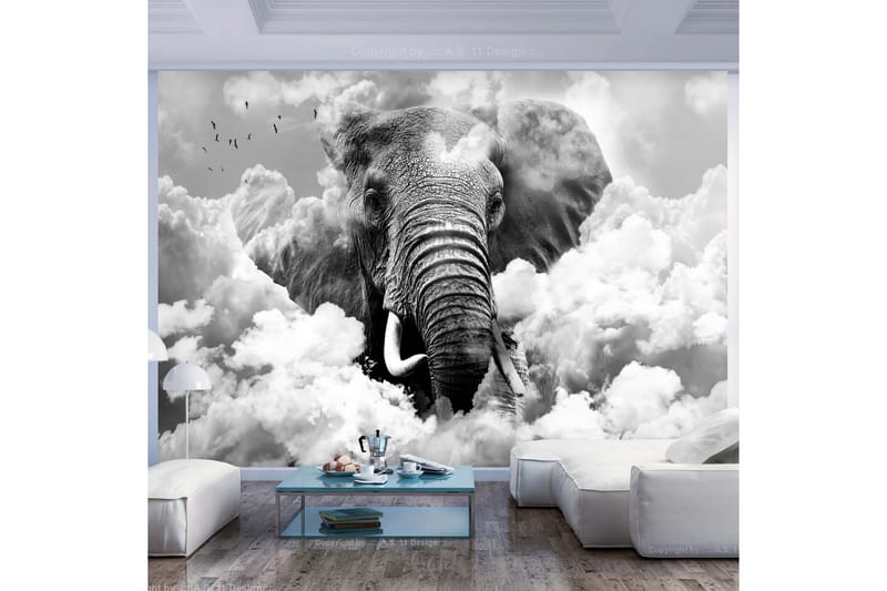 Fototapet Elephant In The Clouds Black And White 300x210 - Artgeist sp. z o. o. - Inredning & dekor - Väggdekor - Tapeter & tapettillbehör - Fototapeter