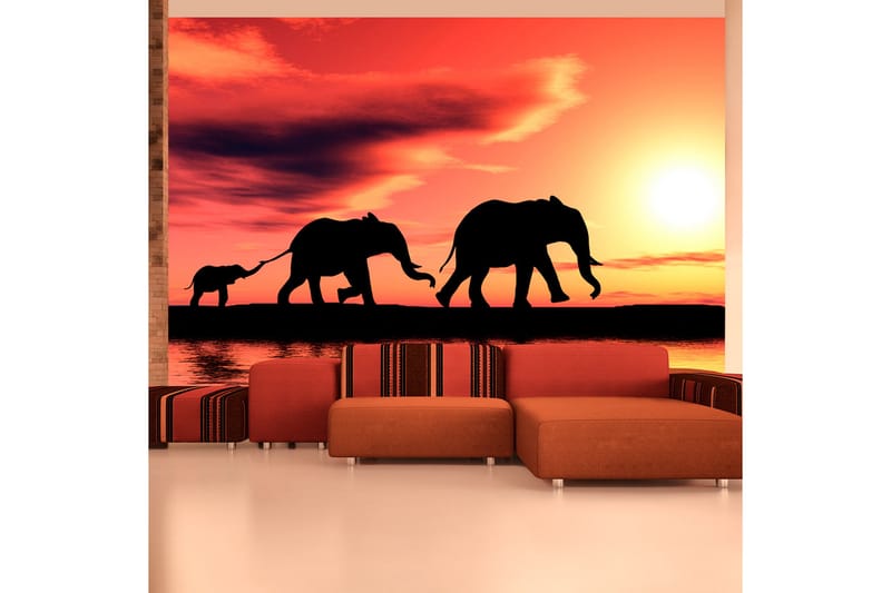 FOTOTAPET Elephants Family 350x270 - Artgeist sp. z o. o. - Inredning & dekor - Väggdekor - Tapeter & tapettillbehör - Fototapeter