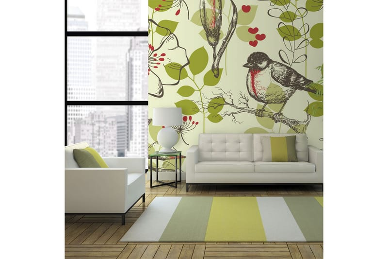 FOTOTAPET Fågel Och Liljor Vintage Mönster 300x231 - Artgeist sp. z o. o. - Inredning & dekor - Väggdekor - Tapeter & tapettillbehör - Fototapeter