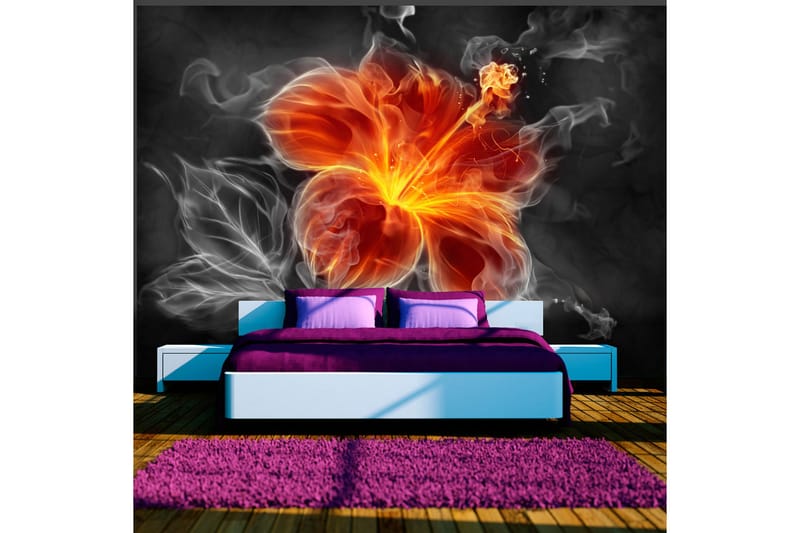 FOTOTAPET Fiery Flower Inside The Smoke 200x140 - Artgeist sp. z o. o. - Fototapeter
