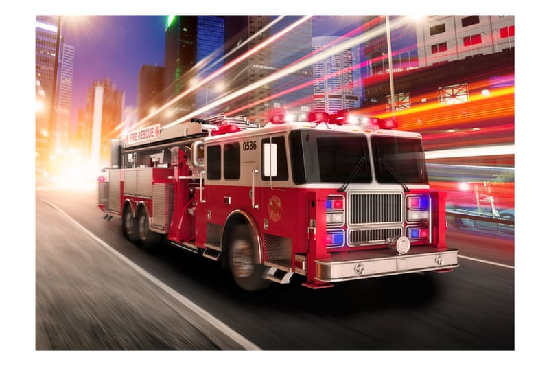 FOTOTAPET Fire Truck 250x175 - Artgeist sp. z o. o. - Inredning & dekor - Väggdekor - Tapeter & tapettillbehör - Fototapeter