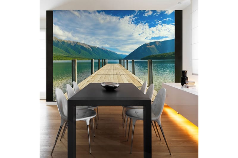 Fototapet Fjällsjö Bro 350x270 - Artgeist sp. z o. o. - Inredning & dekor - Väggdekor - Tapeter & tapettillbehör - Fototapeter