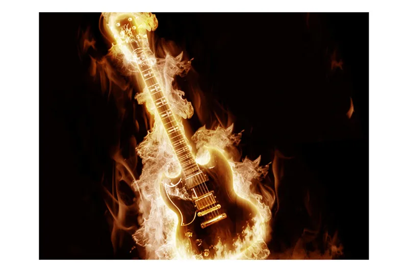 Fototapet Flammande Gitarr 400x309 - Artgeist sp. z o. o. - Inredning & dekor - Väggdekor - Tapeter & tapettillbehör - Fototapeter