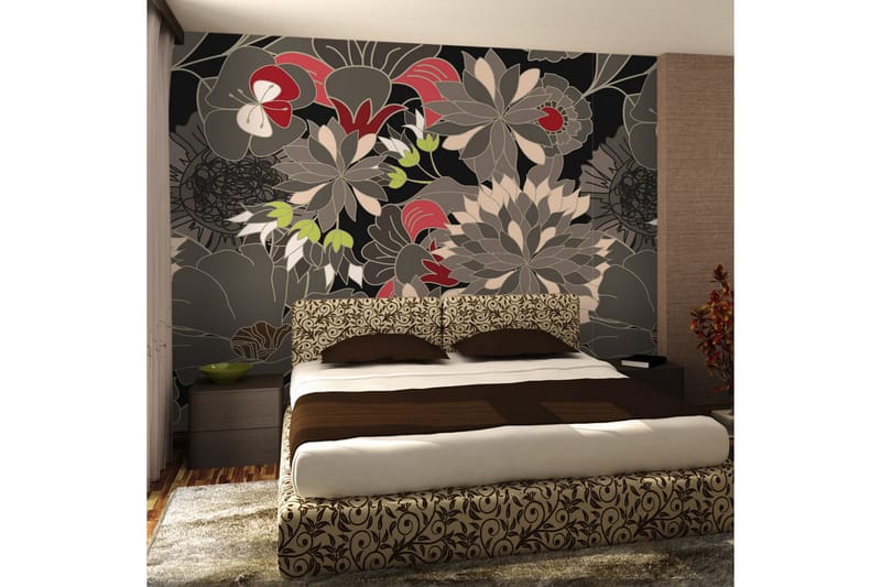 Fototapet Floral Design Gray 200x154 - Artgeist sp. z o. o. - Inredning & dekor - Väggdekor - Tapeter & tapettillbehör - Fototapeter