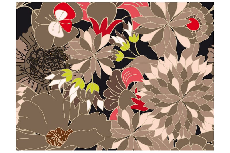 Fototapet Floral Design Gray 350x270, Artgeist sp. z o. o.