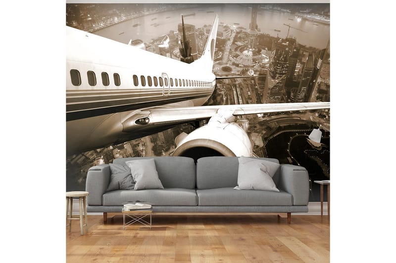 Fototapet Flygplan Lyfter Från Staden 350x270, Artgeist sp. z o. o.