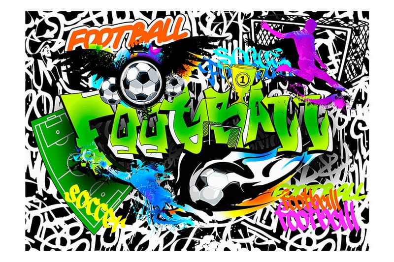 FOTOTAPET Football Graffiti 400x280 - Artgeist sp. z o. o. - Inredning & dekor - Väggdekor - Tapeter & tapettillbehör - Fototapeter