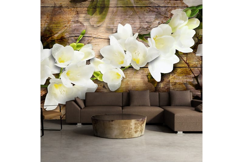 FOTOTAPET Freesia On Wood 300x210 - Artgeist sp. z o. o. - Inredning & dekor - Väggdekor - Tapeter & tapettillbehör - Fototapeter