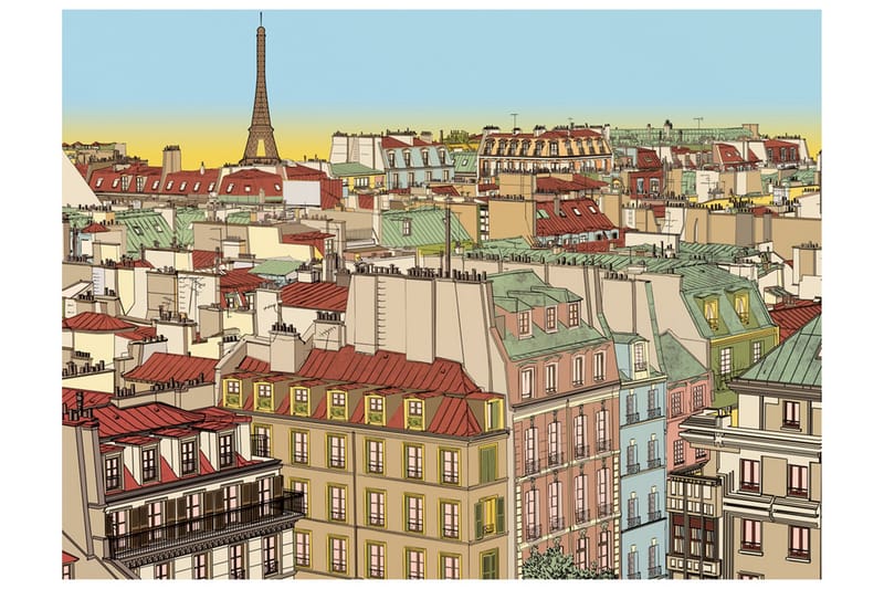 FOTOTAPET God Morgon Paris! 350x270 - Artgeist sp. z o. o. - Inredning & dekor - Väggdekor - Tapeter & tapettillbehör - Fototapeter