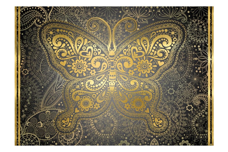 Fototapet Golden Butterfly 350x245 - Artgeist sp. z o. o. - Inredning & dekor - Väggdekor - Tapeter & tapettillbehör - Fototapeter