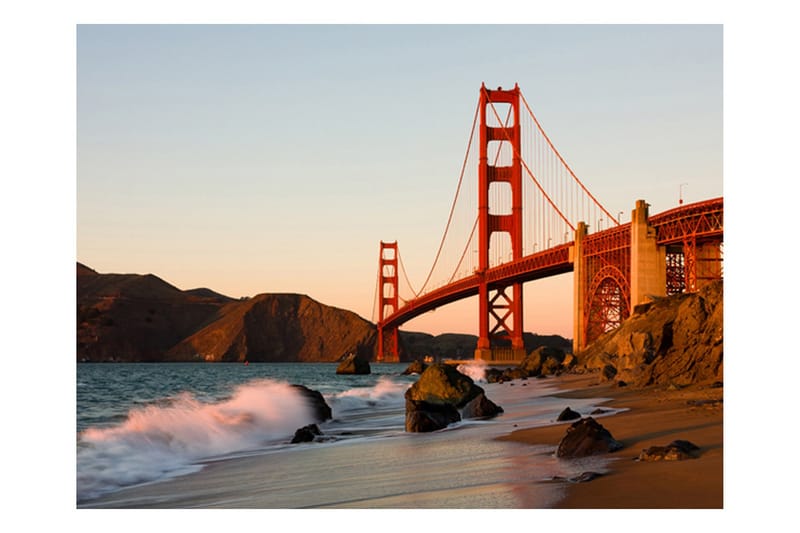 Fototapet Golden Gate Bridge Sunset San Francisco 200x154 - Artgeist sp. z o. o. - Inredning & dekor - Väggdekor - Tapeter & tapettillbehör - Fototapeter