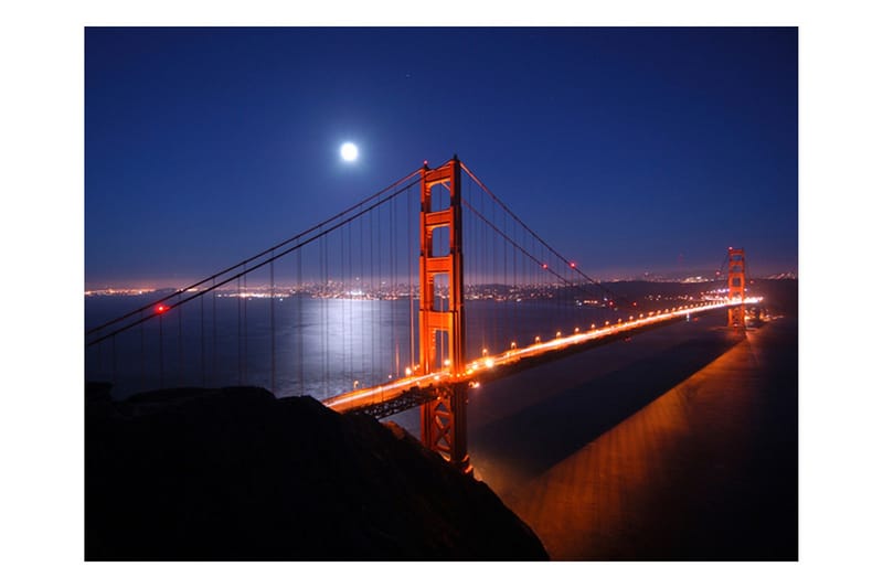 Fototapet Golden Gate-Bron På Natten 250x193 - Artgeist sp. z o. o. - Inredning & dekor - Väggdekor - Tapeter & tapettillbehör - Fototapeter