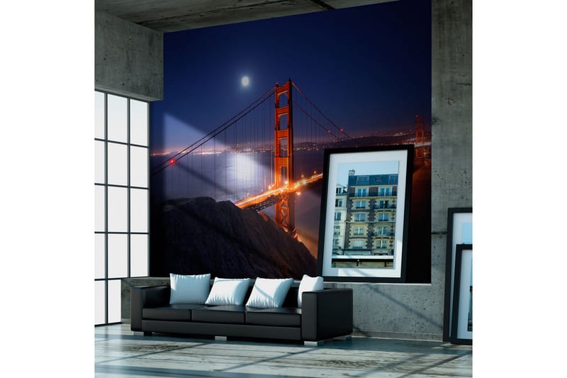 FOTOTAPET Golden Gate-Bron På Natten 400x309 - Artgeist sp. z o. o. - Inredning & dekor - Väggdekor - Tapeter & tapettillbehör - Fototapeter