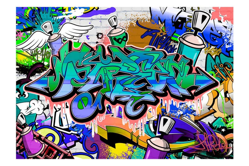 FOTOTAPET Graffiti Blue Theme 100x70, Artgeist sp. z o. o.
