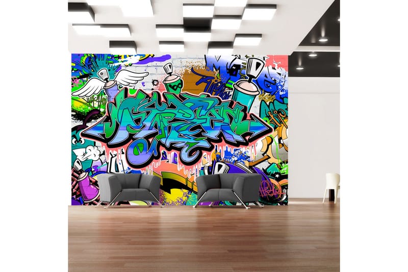 Fototapet Graffiti Blue Theme 250x175 - Artgeist sp. z o. o. - Inredning & dekor - Väggdekor - Tapeter & tapettillbehör - Fototapeter