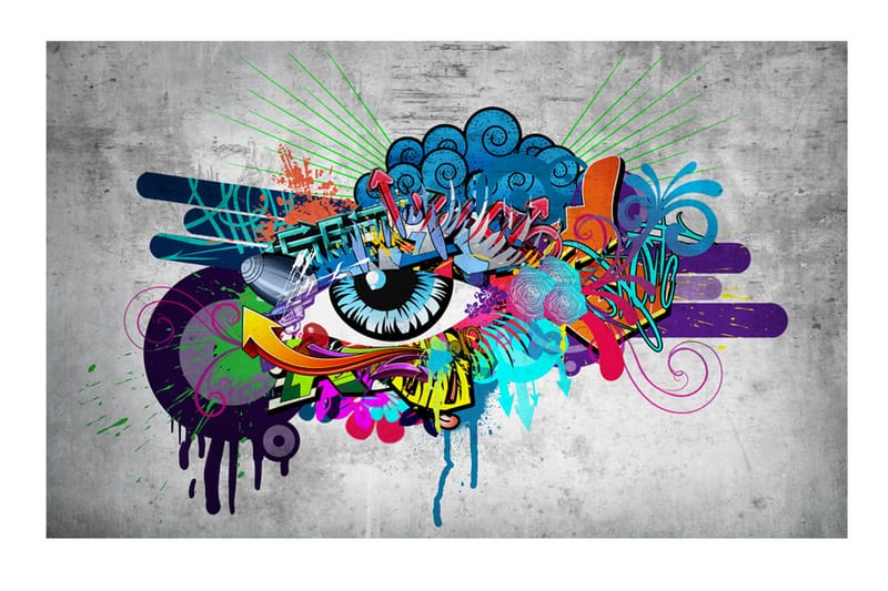 FOTOTAPET Graffiti Eye 350x245 - Artgeist sp. z o. o. - Inredning & dekor - Väggdekor - Tapeter & tapettillbehör - Fototapeter