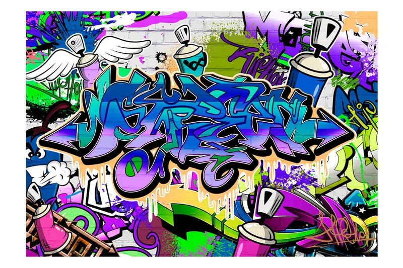 Fototapet Graffiti Violet Theme 300x210, Artgeist sp. z o. o.