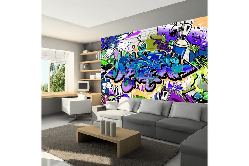 Fototapet Graffiti Violet Theme 300x210 - Artgeist sp. z o. o. - Inredning & dekor - Väggdekor - Tapeter & tapettillbehör - Fototapeter