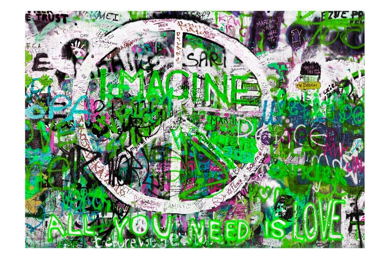 Fototapet Green Graffiti 300x210 - Artgeist sp. z o. o. - Inredning & dekor - Väggdekor - Tapeter & tapettillbehör - Fototapeter