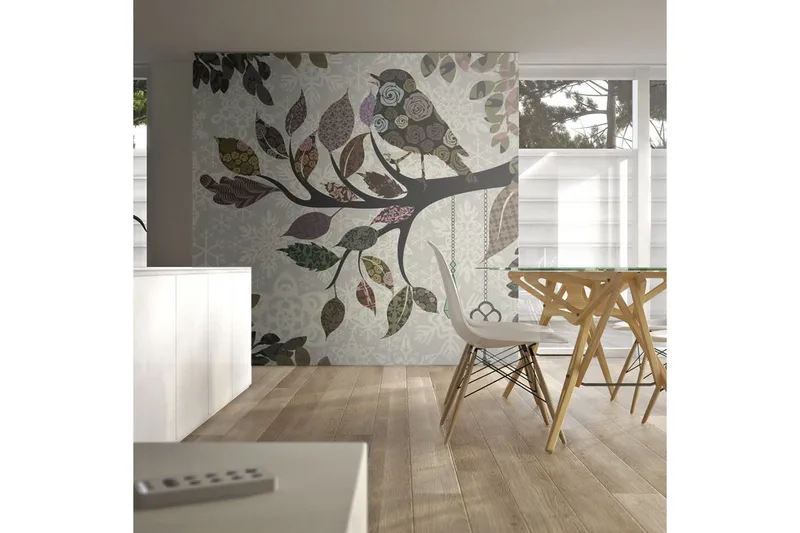 Fototapet Gren Med Fågel Lapptäcke 300x231 - Artgeist sp. z o. o. - Inredning & dekor - Väggdekor - Tapeter & tapettillbehör - Fototapeter