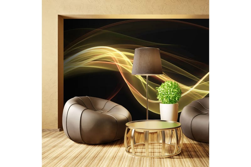 Fototapet Gul Vågform Flyter Mörkret 450x270, Artgeist sp. z o. o.