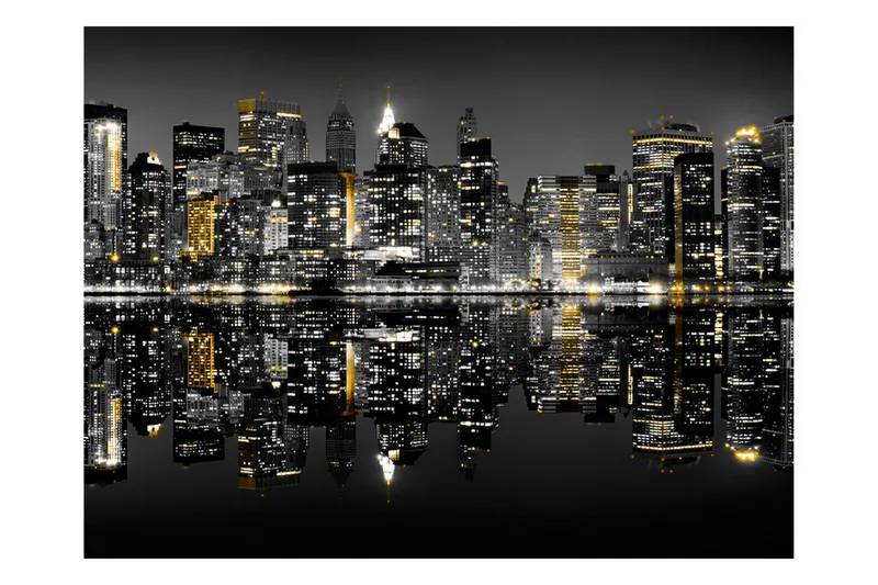 Fototapet Guld Och Silver NYC 200x154 - Artgeist sp. z o. o. - Inredning & dekor - Väggdekor - Tapeter & tapettillbehör - Fototapeter