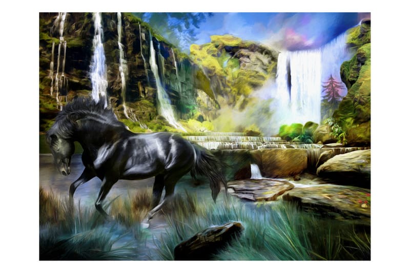 FOTOTAPET Häst Himmelsblå Vattenfall 250x193 - Artgeist sp. z o. o. - Inredning & dekor - Väggdekor - Tapeter & tapettillbehör - Fototapeter