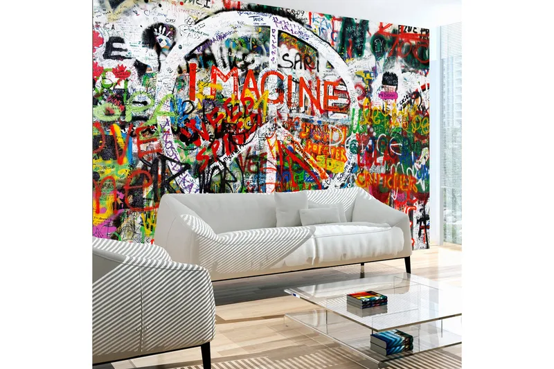 Fototapet Hippie Graffiti 300x210 - Artgeist sp. z o. o. - Inredning & dekor - Väggdekor - Tapeter & tapettillbehör - Fototapeter